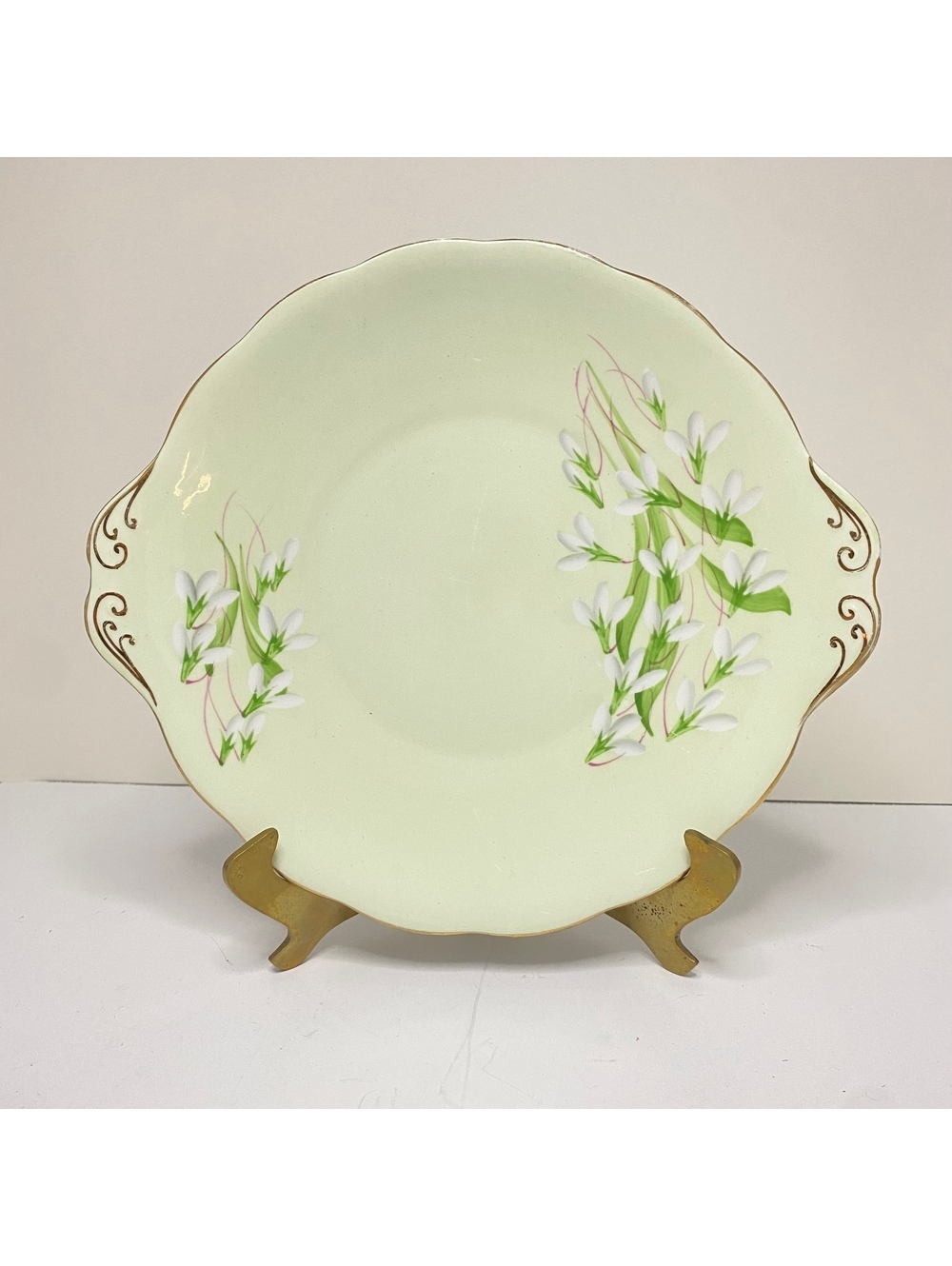 Vintage Royal Albert Laurentian Snowdrop Handled Cake Plate Bone China England